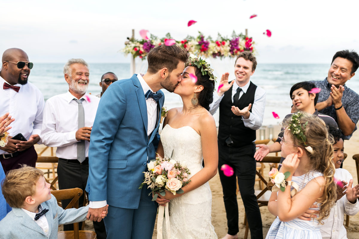 Beach wedding ceremony in Virginia